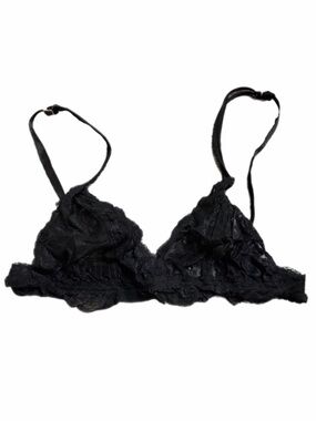 90s European Vintage TCM Floral Lace Triangle Bralette (Black) Size Small